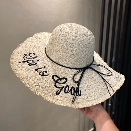 Summer sun protection beach hat women traveling for vacation big hat brim internet celebrity straw woven sun hat versatile fashion breasted straw hat