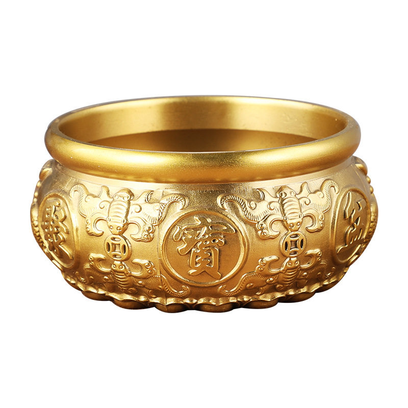 黄铜八福聚宝盆实心铜盆客厅摆件复古八福店铺开业装饰存钱罐礼品,淘宝优惠券,粉丝福利购,淘宝优惠卷