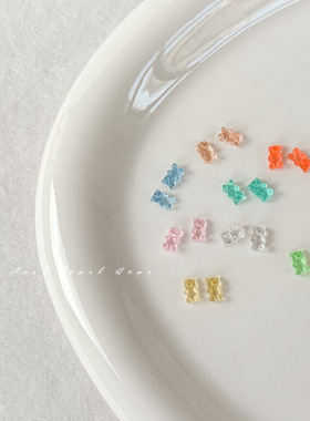 50颗美甲迷你果汁软糖小熊马卡龙 Q萌可爱立体指甲小配件饰品