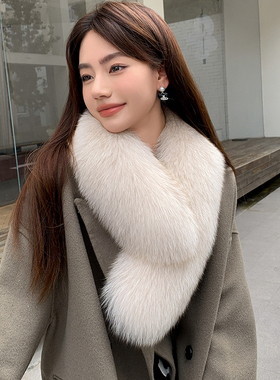 蓝狐韩国皮草披肩围巾女士围脖