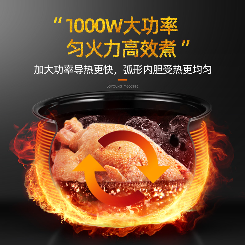 九阳电压力锅6升家用多功能高压锅饭煲全自动智能旗舰店官方双胆5