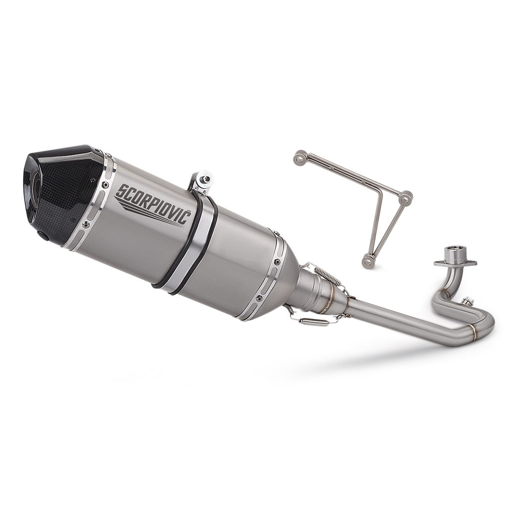 摩托踏板车排气管改装 赛科龙RT3不锈钢前段 尾段消声器 无损安装 - 图3