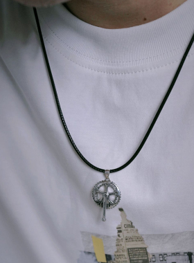 自行车单车饰品牙盘项链925纯银