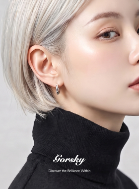GORSKY素圈925纯银耳环简约百搭