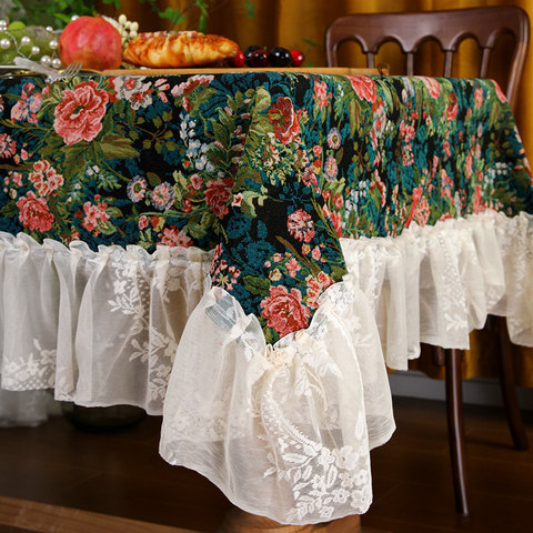 美式餐桌布高级感复古风蔷薇花长方圆形客厅茶几多用防尘盖巾罩,淘宝优惠券,粉丝福利购,淘宝优惠卷