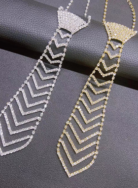 跨境爱心领带项链水钻结婚舞会女