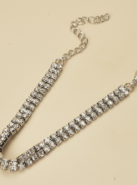 韩饰品水钻手链女士双排满钻手环