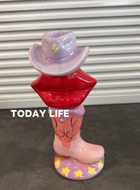 外贸尾单热辣红唇桃心陶瓷花瓶