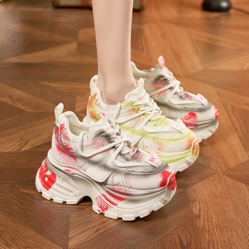 厚底内增高个性老爹鞋女爆款春季新款小个子做旧复古休闲运动鞋潮,淘宝优惠券,粉丝福利购,淘宝优惠卷