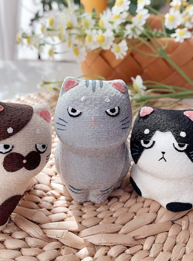 强存在感布艺可爱猫雨衣柴犬摆件