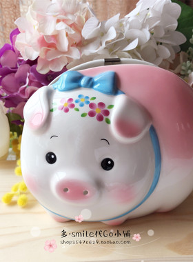 小猪兔子盘香蚊香器摆件插花瓶
