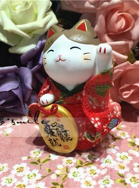 锦彩和服招财猫爱情招福金运摆件