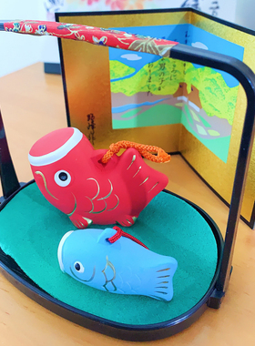 端午节亲子红蓝鲤鱼和风日式摆件