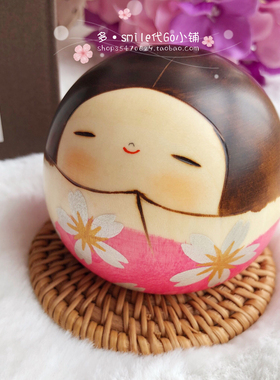现货日本制卯三郎木雕樱花女孩