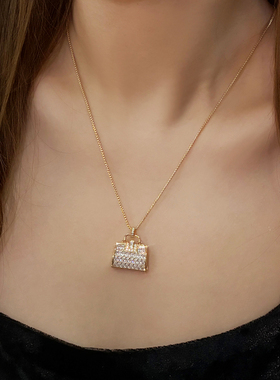 小香风满钻香水包包项链锁骨链