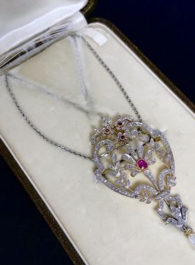 古董胸针两用款钻石项链