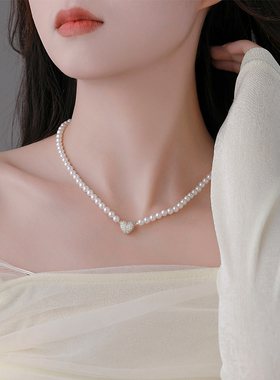 时尚新款爱心磁吸珍珠项链