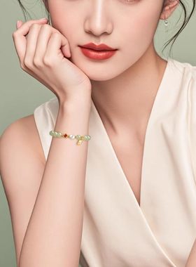 新中式国潮风天然和田玉手串