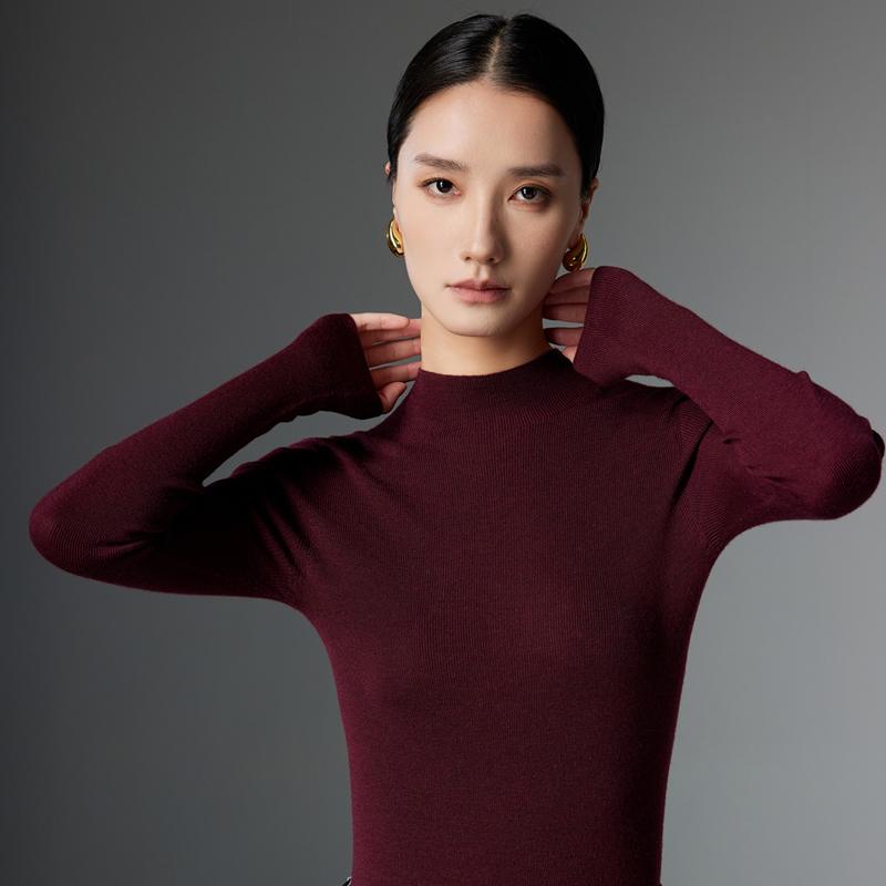 可机洗无缝一体精纺超细100纯羊毛衫女秋冬半高领毛衣针织打底衫 - 图3