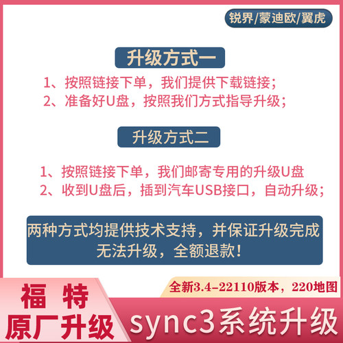 福特锐界蒙迪欧原厂sync3系统升级3.4版本23118版本221地图sync2-图1