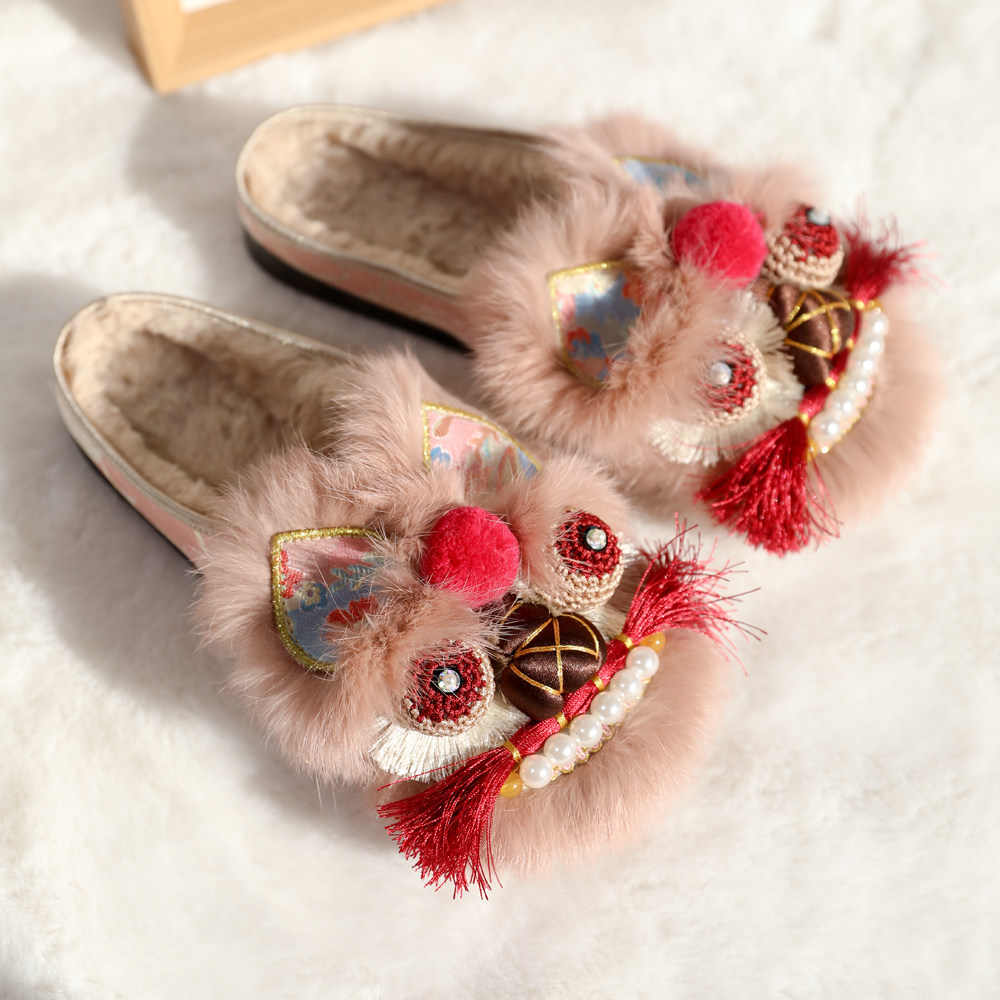 棉鞋【胭脂糯】手工虎头鞋女成人传统老北京布鞋冬款加绒粉色包跟,淘宝优惠券,粉丝福利购,淘宝优惠卷