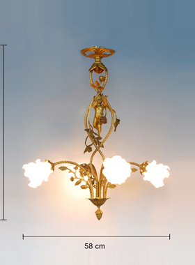 鸿鑫雕塑黄铜欧式客厅工艺灯吊灯