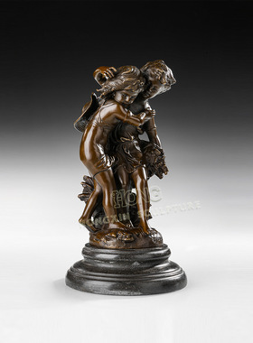 铜雕塑采花姐妹EPA539欧式人物工艺饰品酒店客厅书房家居桌面摆件