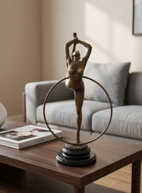 欧式轻奢铜雕体操舞者工艺品摆件