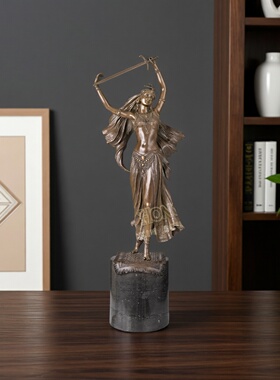 欧式铜雕持剑舞女工艺品桌面摆件