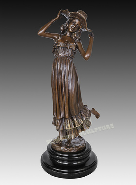 铜雕塑舞女EPA316317欧式人物手工艺品酒店书房家居玄关桌面摆件