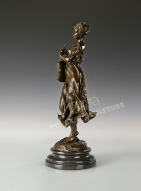 铜雕塑提琴少女EPA442欧式人物工艺饰品酒店客厅书房家居桌面摆件