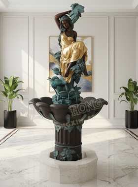 鸿鑫铜雕塑室内喷泉大型落地摆件