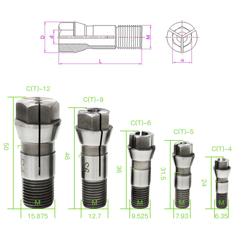 自动攻牙机夹头 攻丝机多轴器配件 筒夹 CT12CT12 C12C12 - 图2