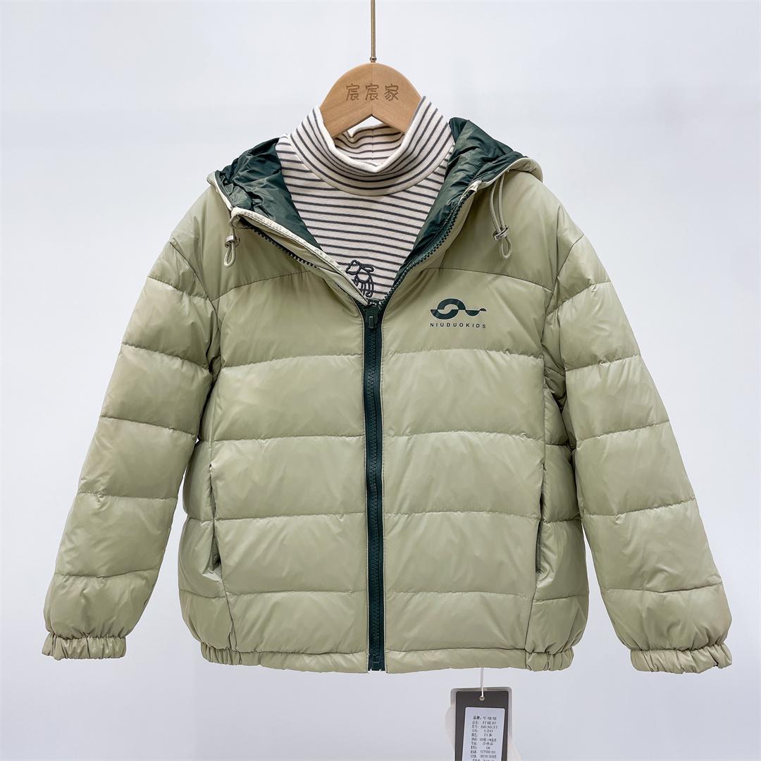 牛哆哆童装24冬新款儿童连帽羽绒服轻薄90白鸭绒男女童外套34251 - 图0