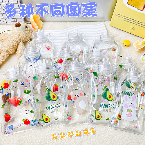 热水袋注水暖肚子暖水袋暖手宝女学生敷肚子可爱毛绒热敷硅胶小号 - 图3