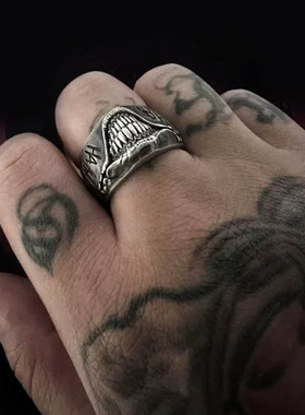 纯银小丑微笑戒指自杀小队邪恶的微笑首饰牙齿笑脸简约大牙银饰