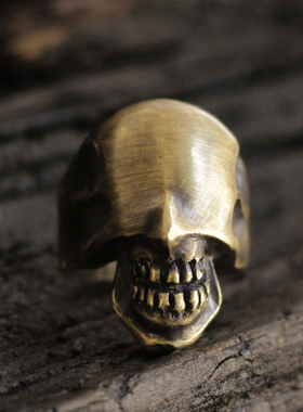 骷髅头戒指环925纯银男女光面