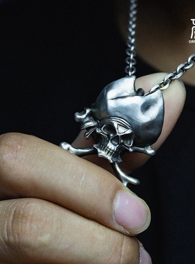 复古手工骷髅标志纯银男女款吊坠