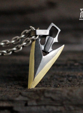箭簇矛头手工黄铜百搭吊坠项链