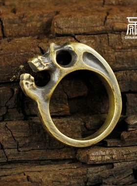 情侣生日礼物开口戒指镂空骷髅头