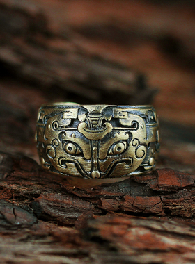貔貅戒指925纯银手工图腾男士
