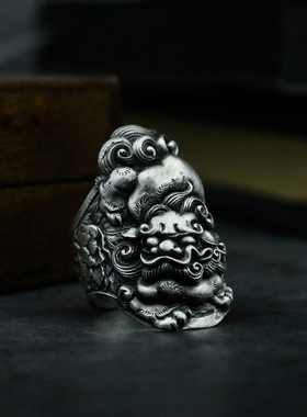 戒指环925纯银中国图腾戒指