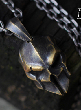 骷髅项链925纯银男女手工吊坠