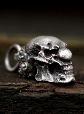 纯银暗黑鬼脸国外人物吊坠项链