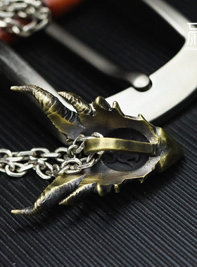 原创魔兽世界龙头黄铜项链吊坠