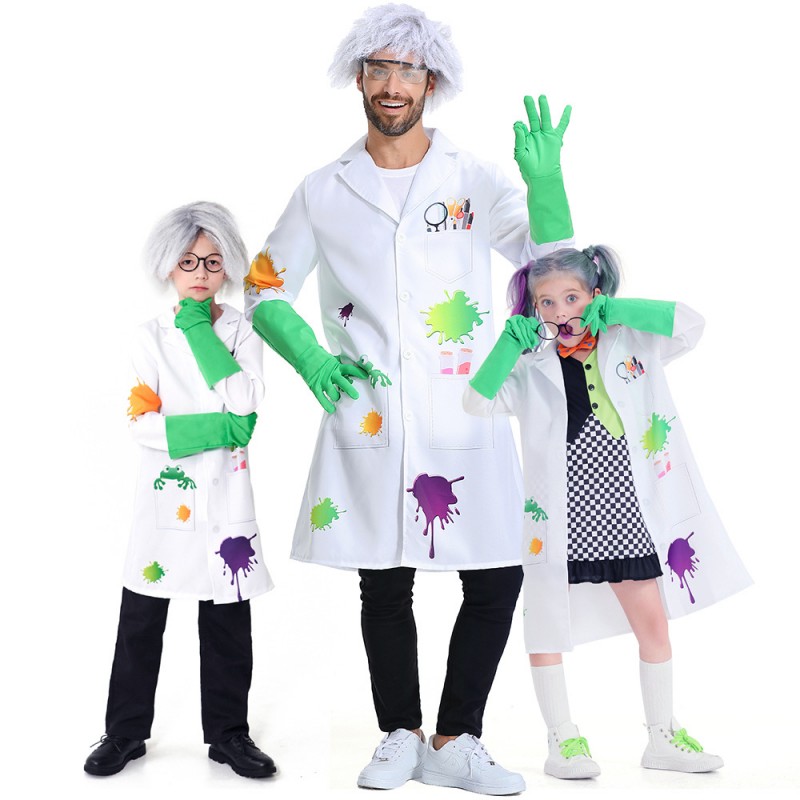万圣节cos服男童女童科学家服装科技节演出服儿童职业装扮服成人