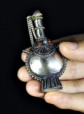 鼻烟壶工艺品白铜西藏传统民族古老