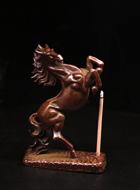 纯铜茶宠一马当先香插茶桌摆件