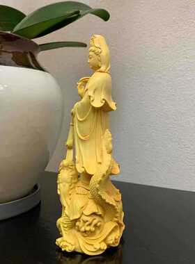 黄杨木雕刻工艺品风水饰品佛像摆件实木客厅家居供奉御龙观音