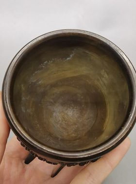 仿古做旧铜鎏金鱼缸铜香炉烟灰缸家居客厅摆设铜缸摆件工艺品